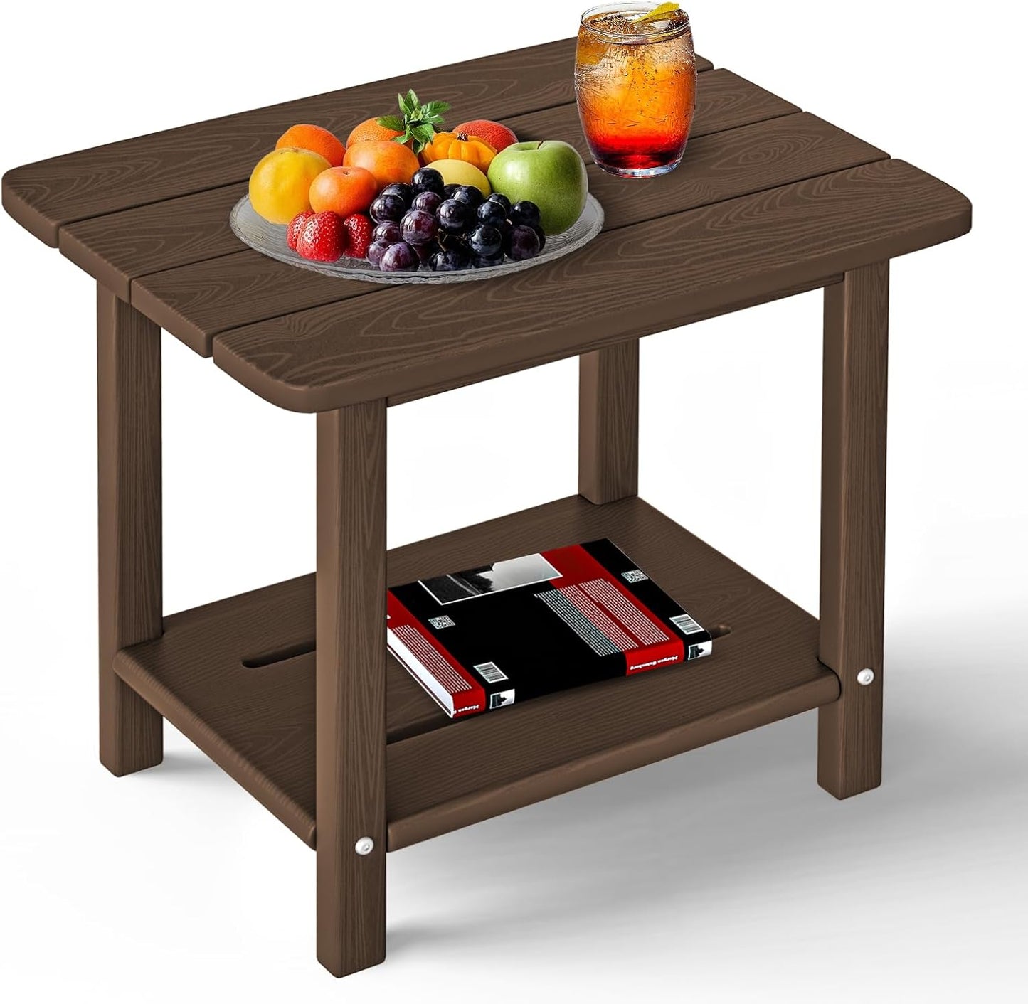 Adirondack Square Side Table - 18.4" Large Panel HDPE Outdoor End Table - Weatherproof, Rustproof & Low Maintenance for Patio, Lawn, Pool, Indoor Use,Coffee