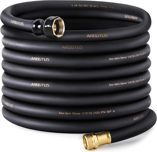 Garden Hose 5/8" x 75ft - No-Kink Flexible Water Hose 600 PSI Burst Pressure, Lightweight & Durable for Yard, Car Wash, Pets Black