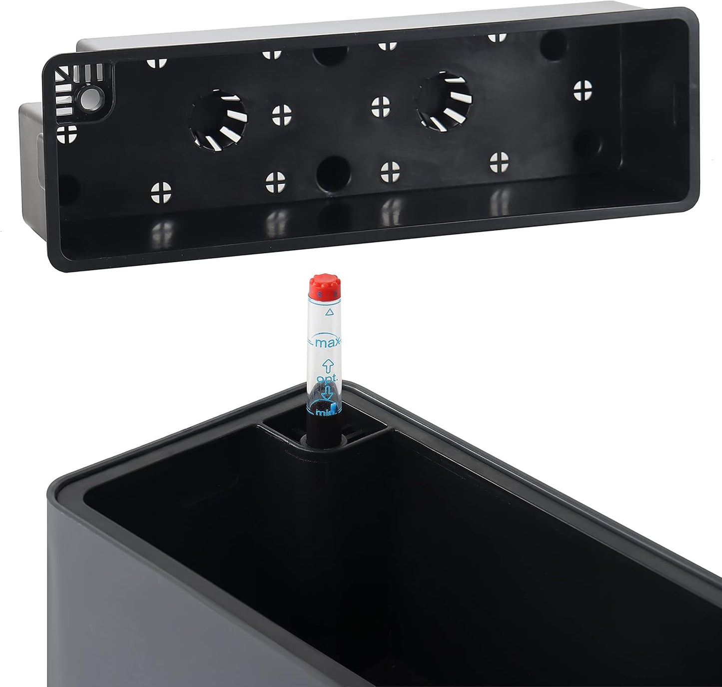 GardenBasix Elongated Self Watering Planter Pots 2-Pack Window Box 5.5 x 16 inch Indoor Home Garden Modern Decorative Pot for All House Plants Flowers Herbs (Dark Grey,2)