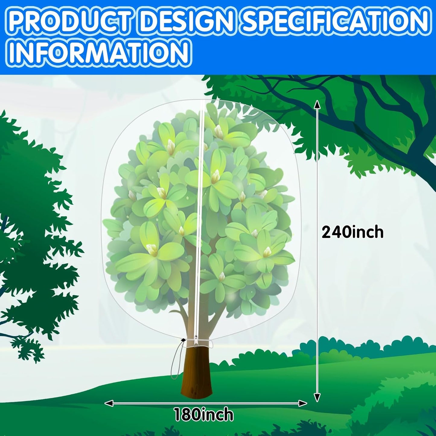 7.9×5.9FT Tree Covers for Winter, Plant Covers Freeze Protection with Drawstring and Zipper, Frost Cloths for Outdoor Plants (White)