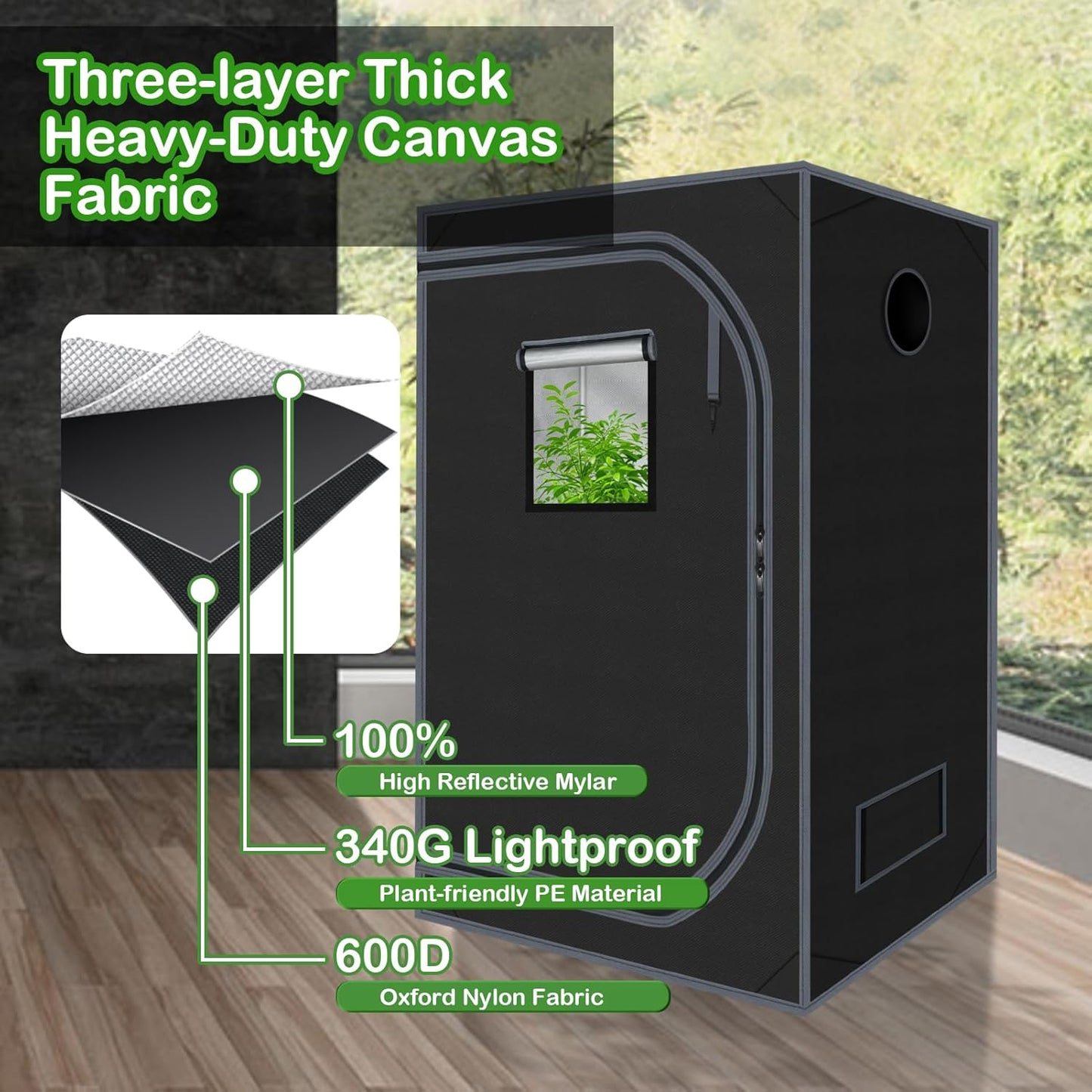 32"x32"x63" Grow Tent for Indoor Plants 600D Mylar Hydroponic High Reflective GrowTents for Plant Fruit Flower Veg Growing