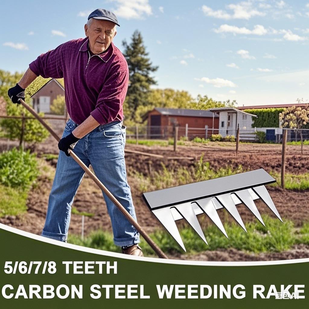 Gardening Hand Weeder Puller Tool, Manual Weeder with Detachable Blade Weeder Puller Tool,High-Carbon Steel Weed Removal Tool for Farm Lawn Garden, 5/6/7/8 Teeth Sizes (5 Teeth)