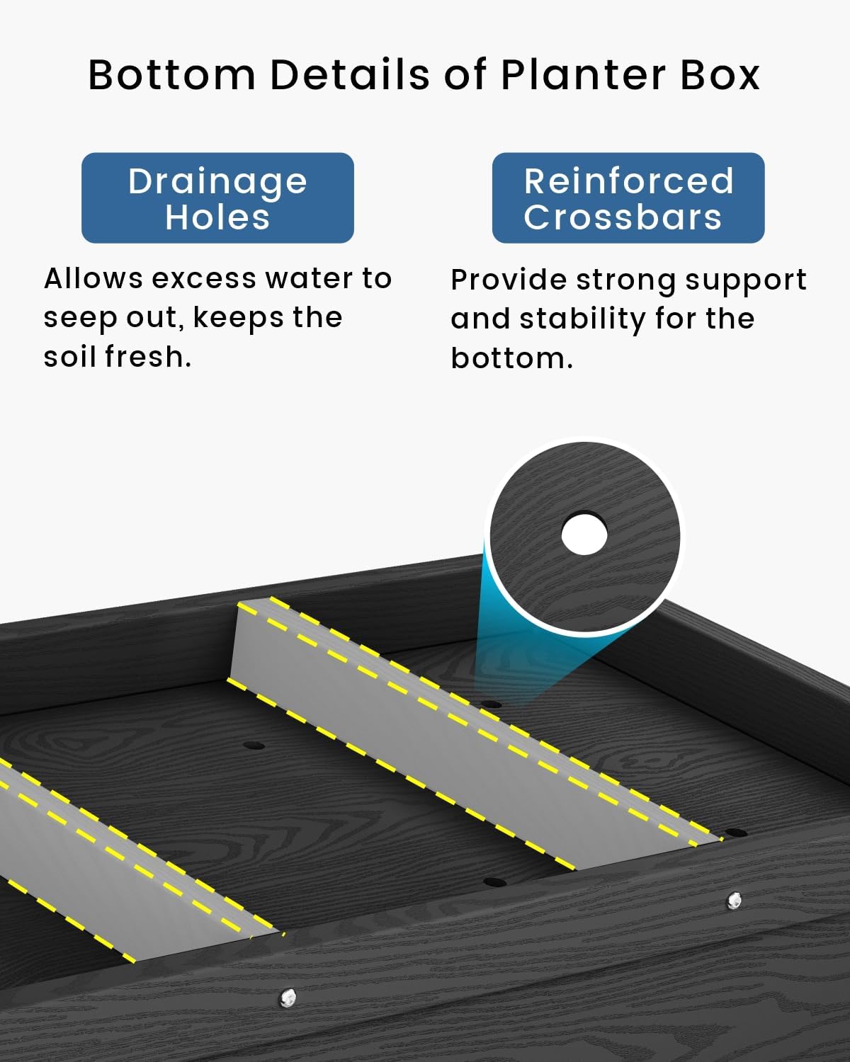 HDPE Raised Garden Bed with Legs, Outdoor Weather-Resistant Elevated Planter Box Stand for Seeds, Herbs, Flowers, Vegetables (Black)