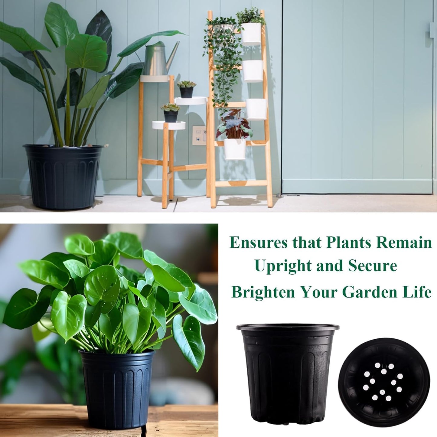 25 Pack 5 Gallon Flexible Plant Nursery Pots Plastic Seedling Starting Pots with Drainage Holes Soft Flower Pots Plant Container with Plant Labels, Black
