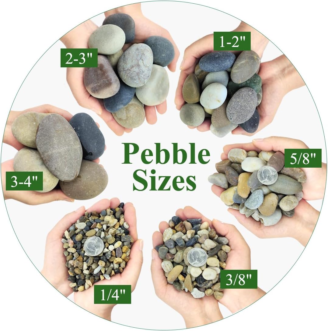 20lbs Aquarium Rocks, 5/8" Natural River Rocks for Plants Decorative Polished Mixed Pebbles for Fish Tank, Landscaping, Gardening, Flower Pots, Vase Fillers, Indoor Water Fountains