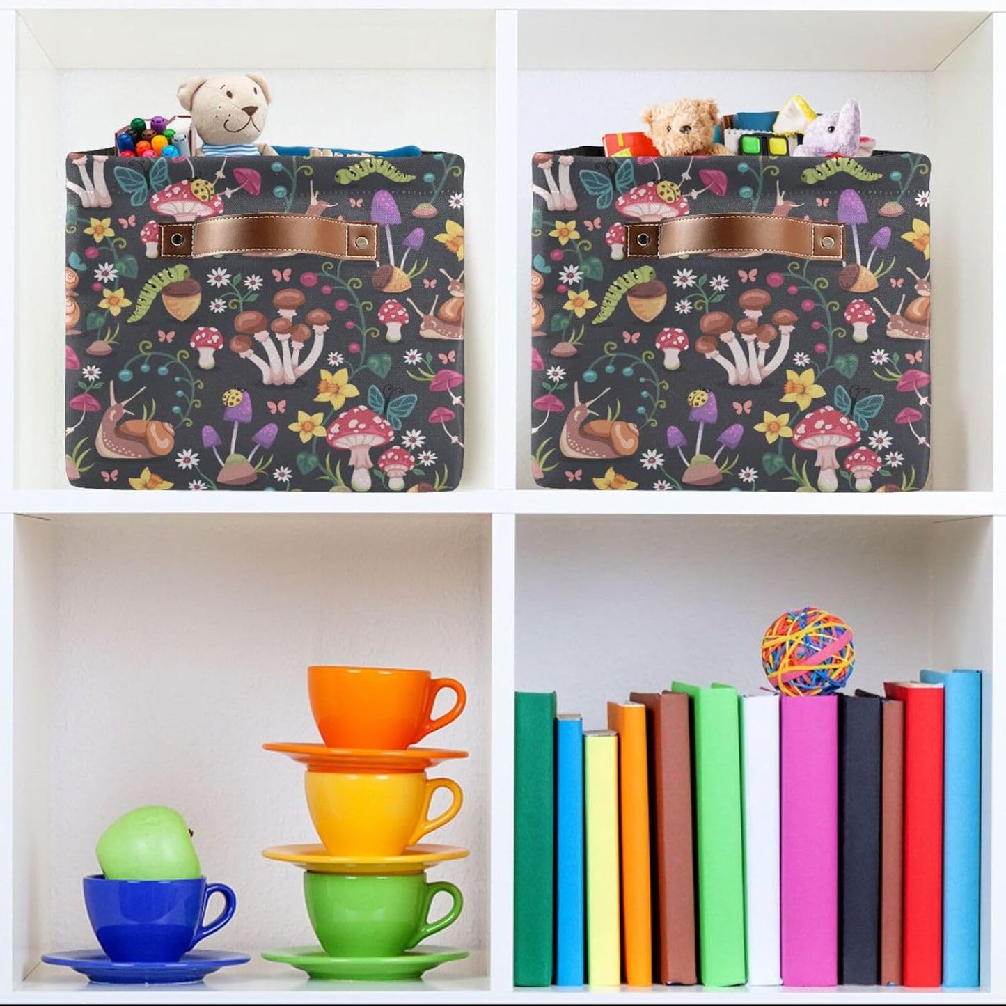 Mushroom Snail Rectangular Storage Basket Organizer Bin Shelf Baskets For Clothes Gifts For Home Office Dorm