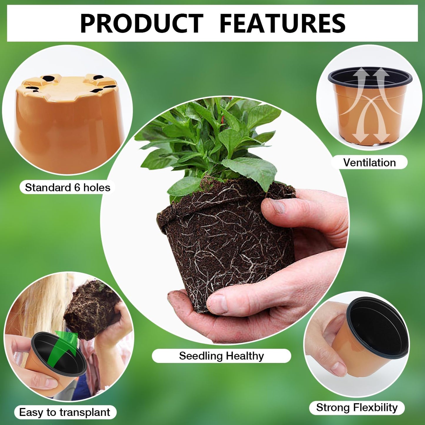 100 Pack 2.8" Nursery Pots, Plastic Pots for Plants, Small Plant Pots for Succulents, Seedlings, Flowers, Cuttings, Transplanting（Ochre Color）