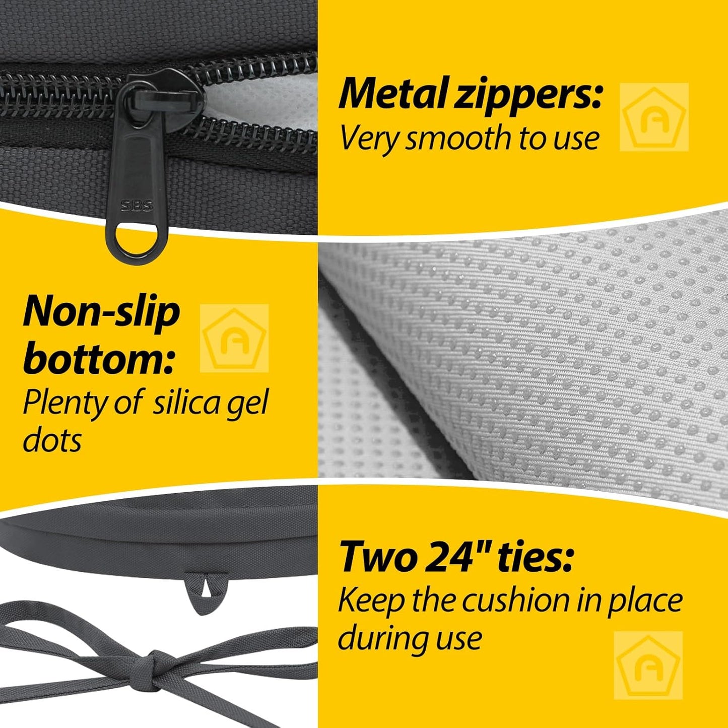 AAAAAcessories Outdoor Seat Cushions for Chairs, Waterproof, Fade-Resistant Patio Furniture Replacement Cushions, 15" x 15" x 2", Set of 2, Dark Gray