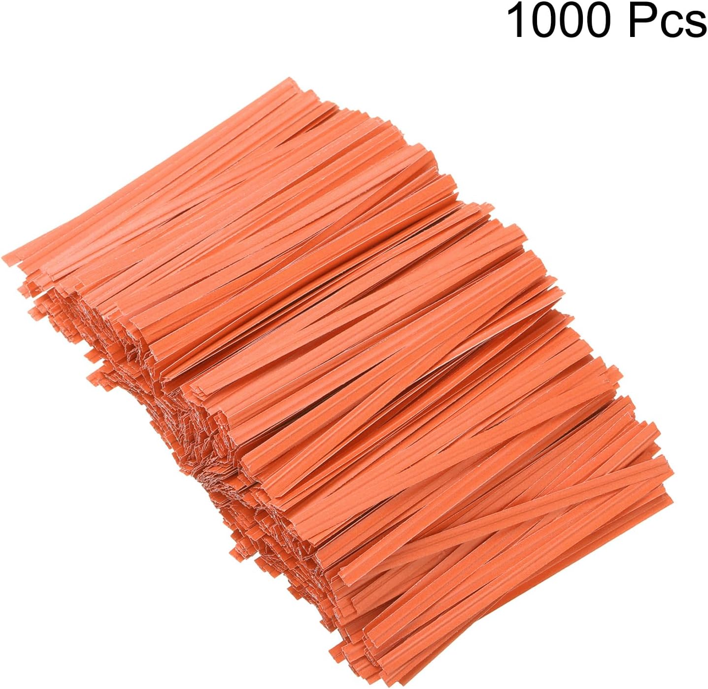HARFINGTON 1000pcs Bag Twist Ties 3.5" Reusable Kraft Paper Twist Ties Wire Cable Ties for Party Bread Candy Cake, Orange