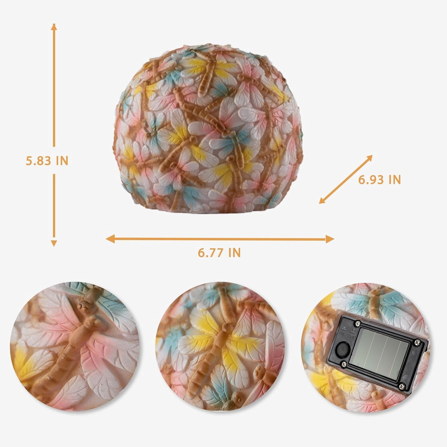 Garden Solar Dragonfly Globe Lights - Waterproof Multicolor Ball Lights for Yard, Pathway, Patio, Lawn Decor