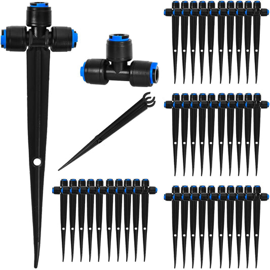 40 Pack 1/4" Drip Irrigation Tee Connectors, Quick Connect Universal Drip Irrigation Tubing Coupling Valve, Connector Locking Fitting for Sprinkler or Drip Irrigation System