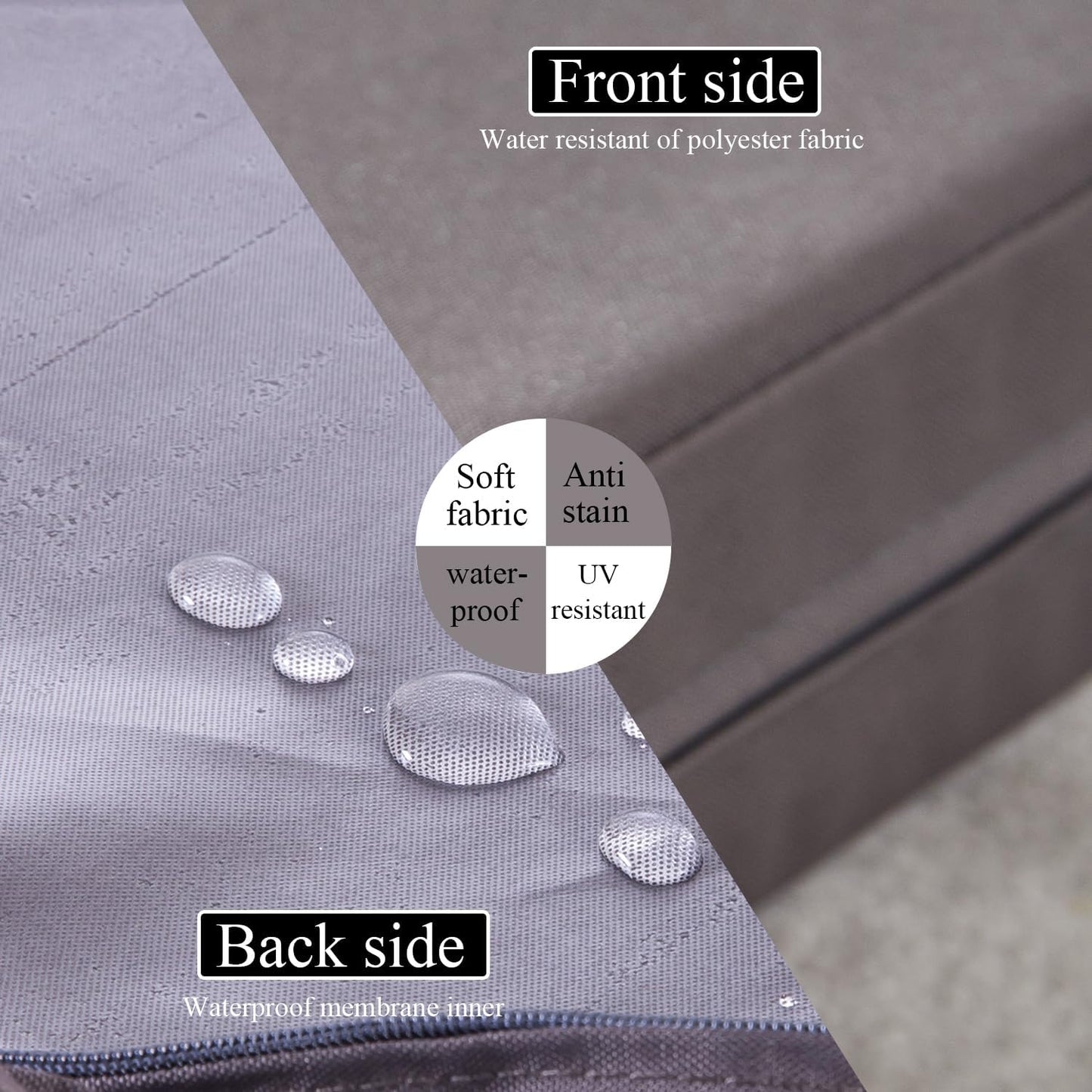 19 x 19 Inch Outdoor Seat Cushions for Patio Furniture with Non Slip and Ties Waterproof & UV Resistant Round Corner Outdoor Chair Cushions Replacement Set of 2, Gray