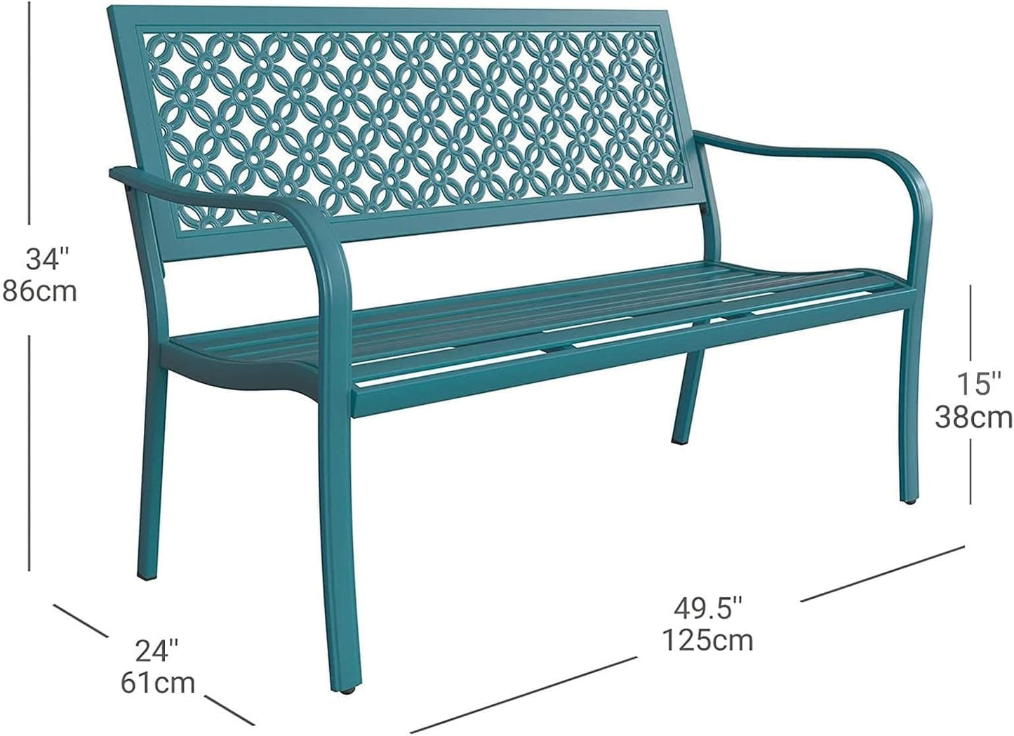 Grand patio 50" Outdoor Bench Garden Bench with Armrests Bench for Outdoors Lawn Yard Porch Lake Shore