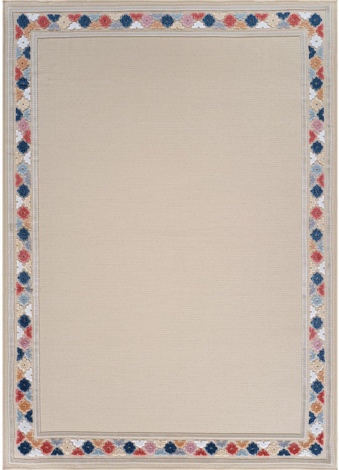 Beverly Rug Outdoor Rug 8x10 Modern Bordered Area Rugs for Indoor and Outdoor Patio Easy to Clean Non Shedding Living Room Porch Garden Washable Outside Carpet (8 x 10 Beige)