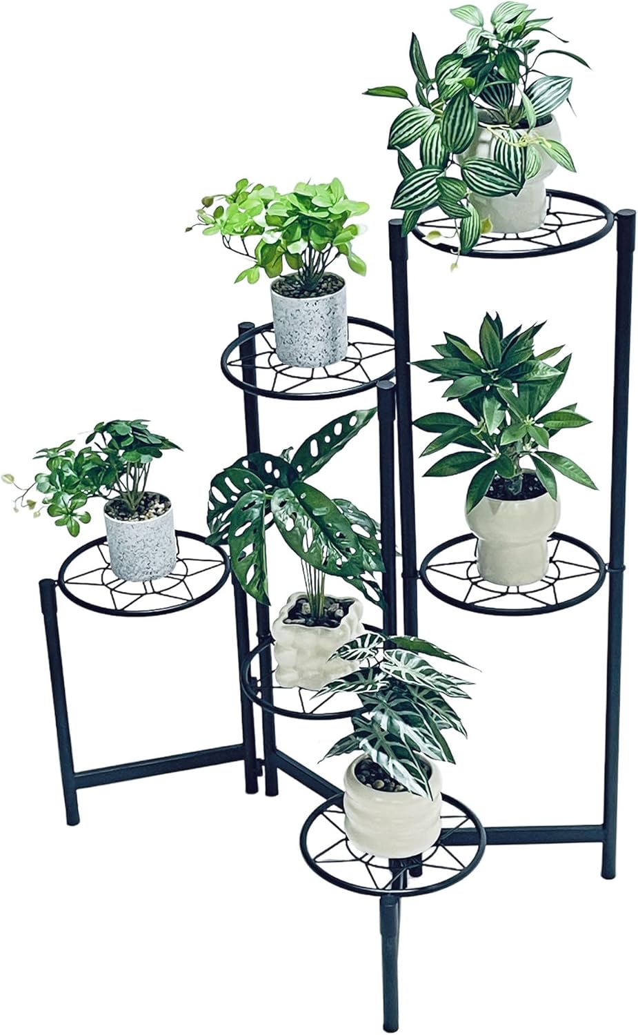 6 Tier Metal Plant Stands Outdoor Garden Living Room Flower Corner Shelf Plant Stands Indoor Black Diamond