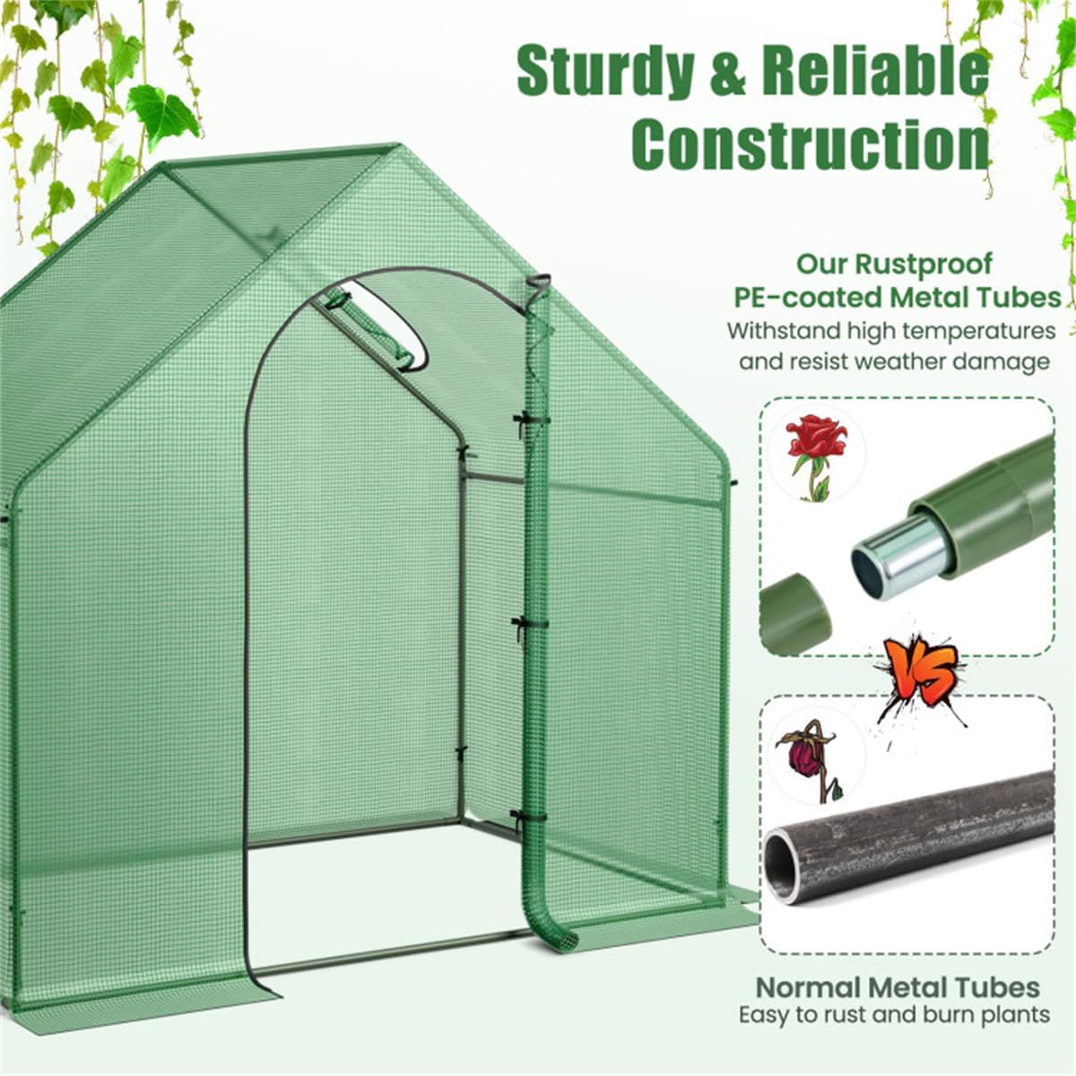 71x40x66 Walk-in Mini Greenhouse Kit for Outdoors with Durable Greenhouse Plastic Cover, 4-Tier Small Green Houses for Outside Gardening & Plant Protection, Portable Indoor Green House