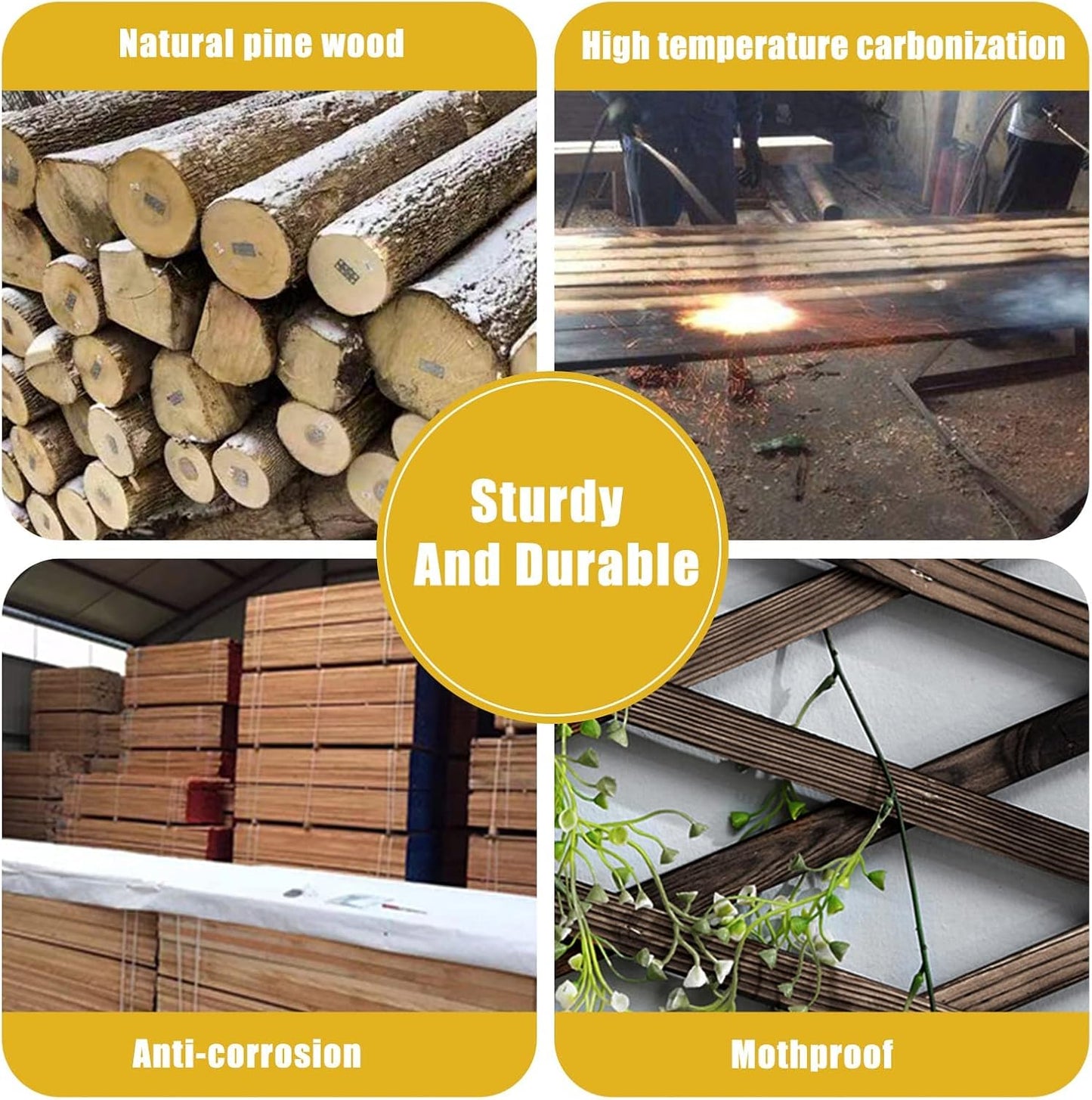 4 Pcs Expandable Garden Trellis, Wooden Lattice Wall Fence Trellis for Climbing Plants Ivy Vine Rose Clematis 13" x 68" for Outdoor Garden Patio Room Decor (4)