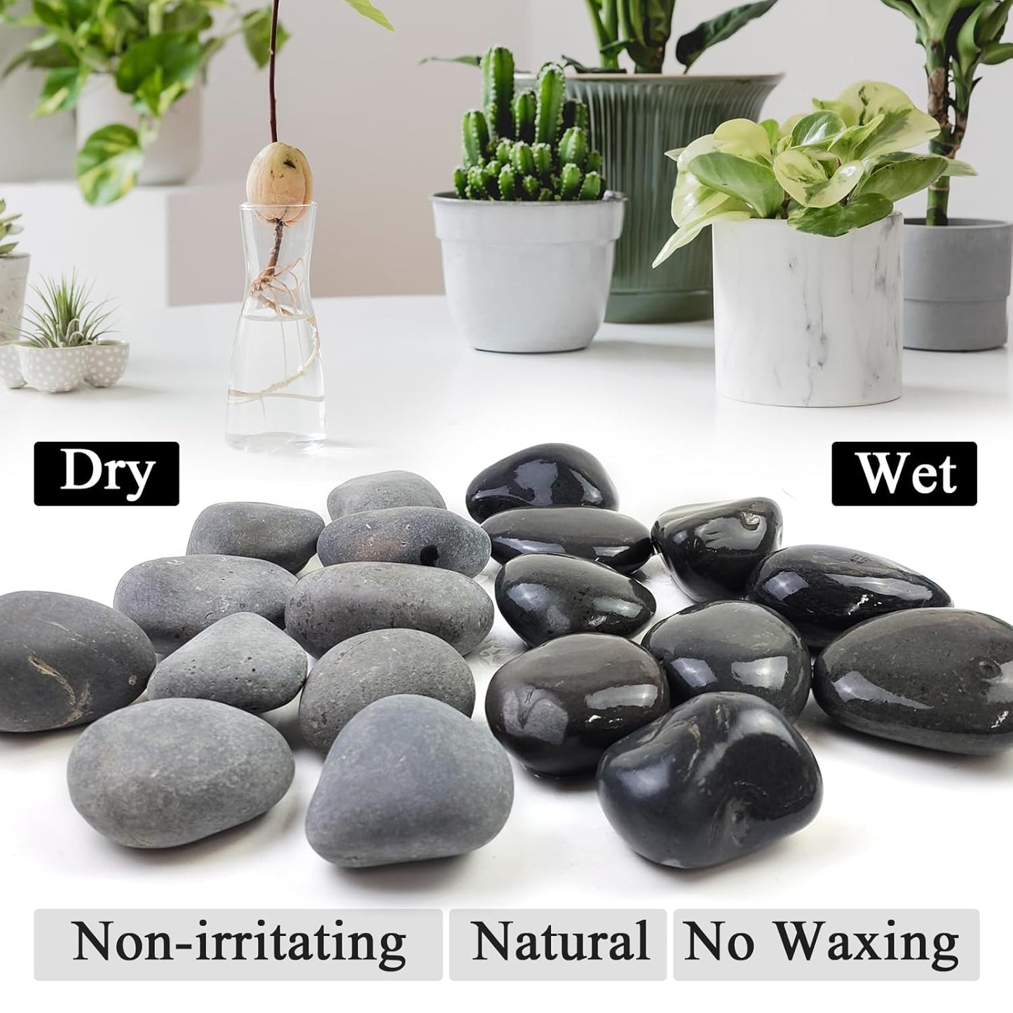 Black River Rocks for Landscaping, 3-4 Inch Premium Pebbles for Plants and Garden, Black Stones for Potted Plants, Fish Tanks, DIY Pathway and Backyard,Crafts, Walkways(20lbs Bulk)