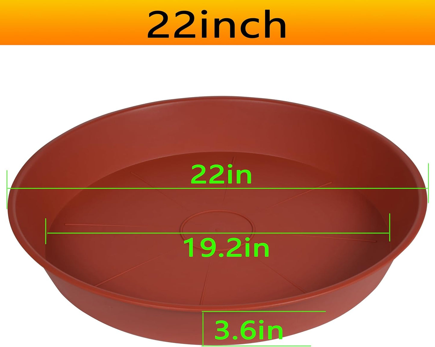 2 Pack of 20 22 inch Plant Saucer (19.1 inch Base), 3.6" Depth Tray, Large Deep Heavy Duty Saucers for Pots, Garden Bird Bath Bowl, Plant Trays for Indoors Outdoor (21", Terracotta)