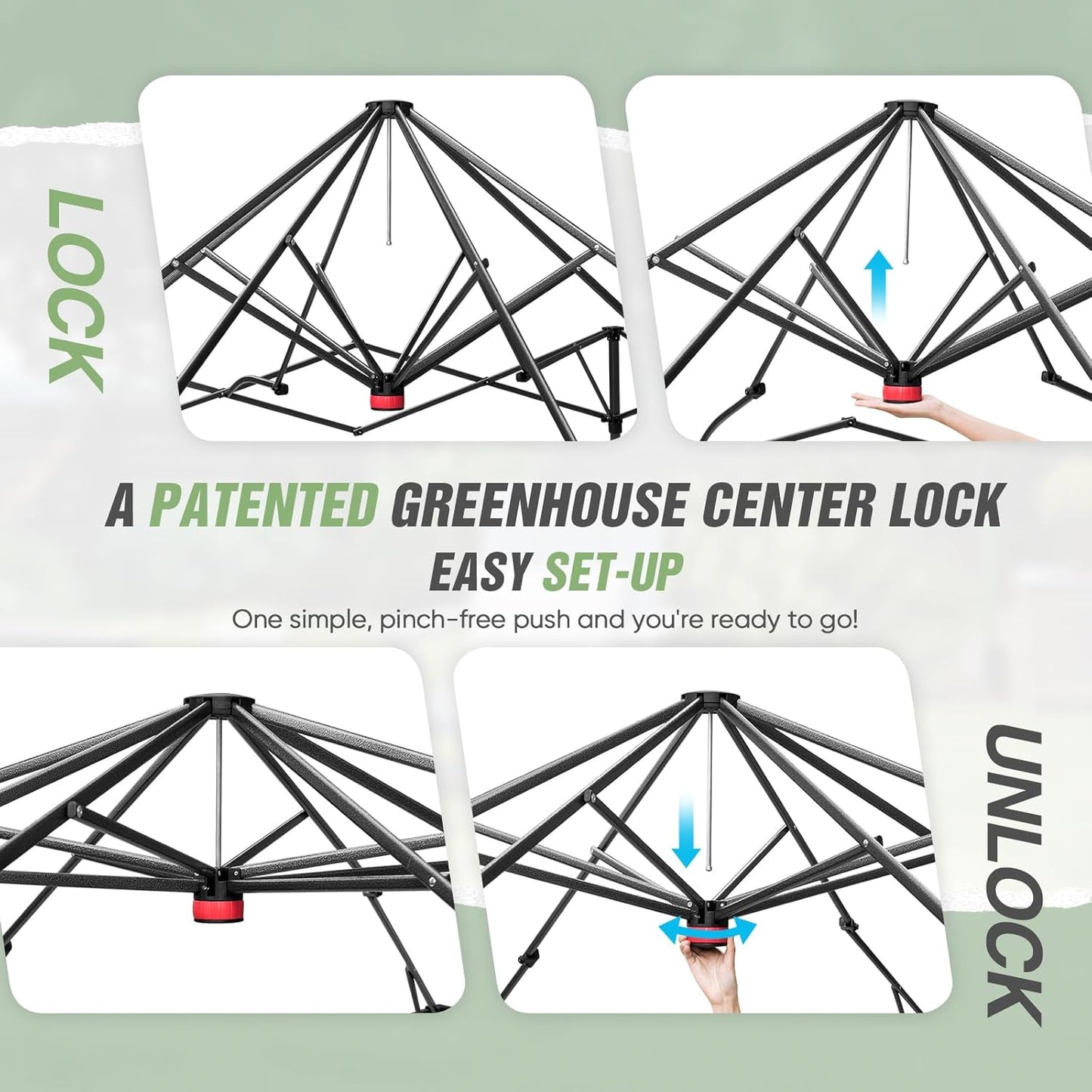 EAGLE PEAK 10x10 Portable Walk in Greenhouse with Polyester Reinforced Corners, Instant Pop up Indoor Outdoor Gardening Green House, Roll Up Zipper Entry Doors and Mesh Windows, Gray/White