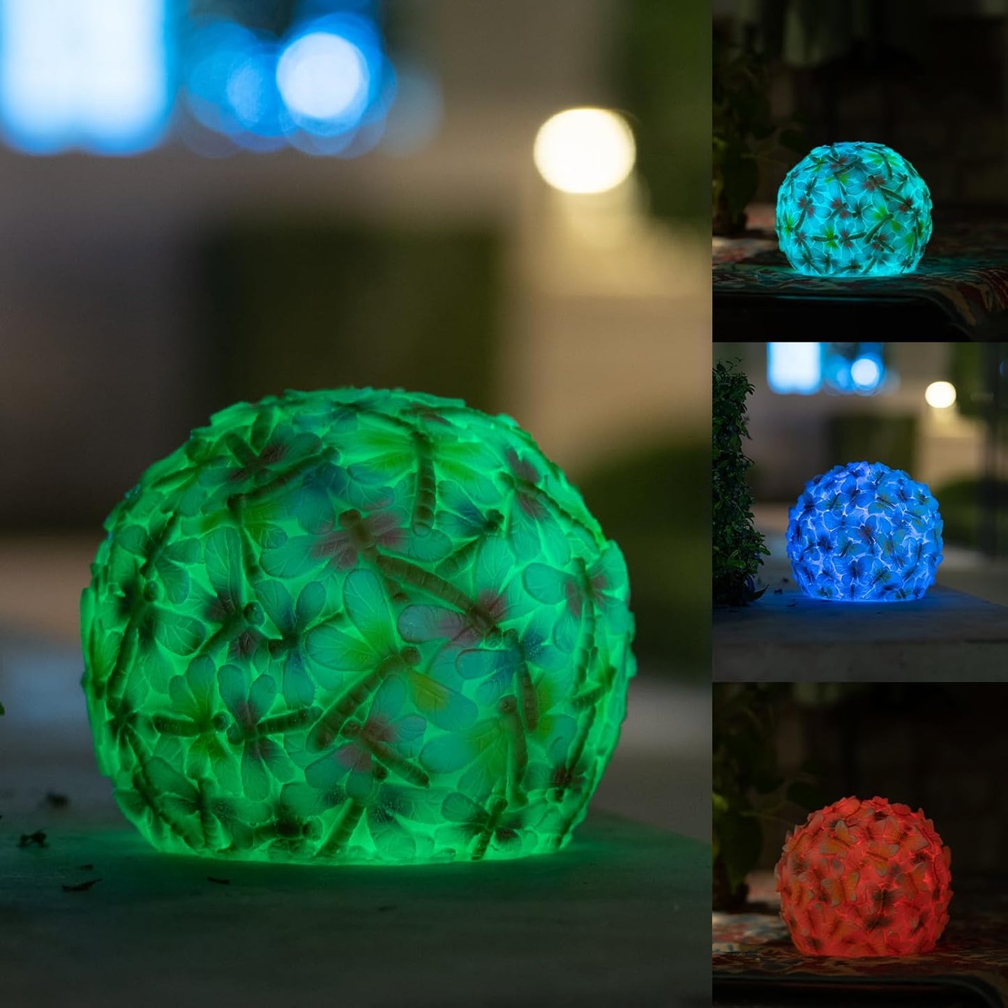 Garden Solar Dragonfly Globe Lights - Waterproof Multicolor Ball Lights for Yard, Pathway, Patio, Lawn Decor
