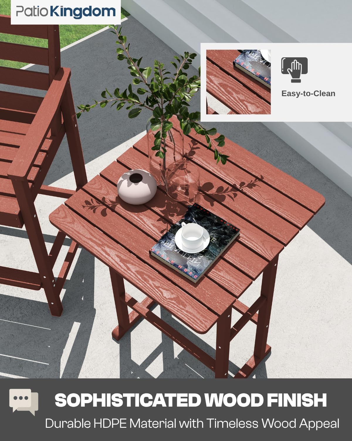 3-Piece Outdoor Bar Set with Beige 11FT Cantilever Umbrella, HDPE Tall Balcony Adirondack Chairs and Table, Outdoor Bar Stools for Patio (Terracotta)