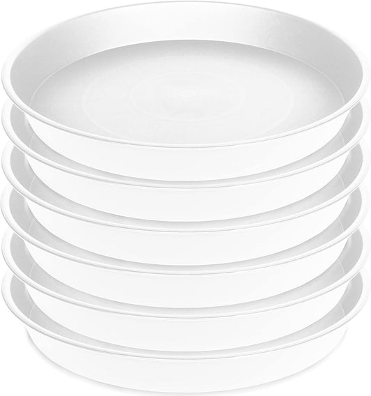 6 Pack of 8 inch Plant Saucer, Heavy Duty Plastic Plant Drip Trays 8" Round, Plant Dishes Saucer, Flower Plant Water Trays for Indoors, Plate for Planter 7-9" (8 inch, Creamy White)