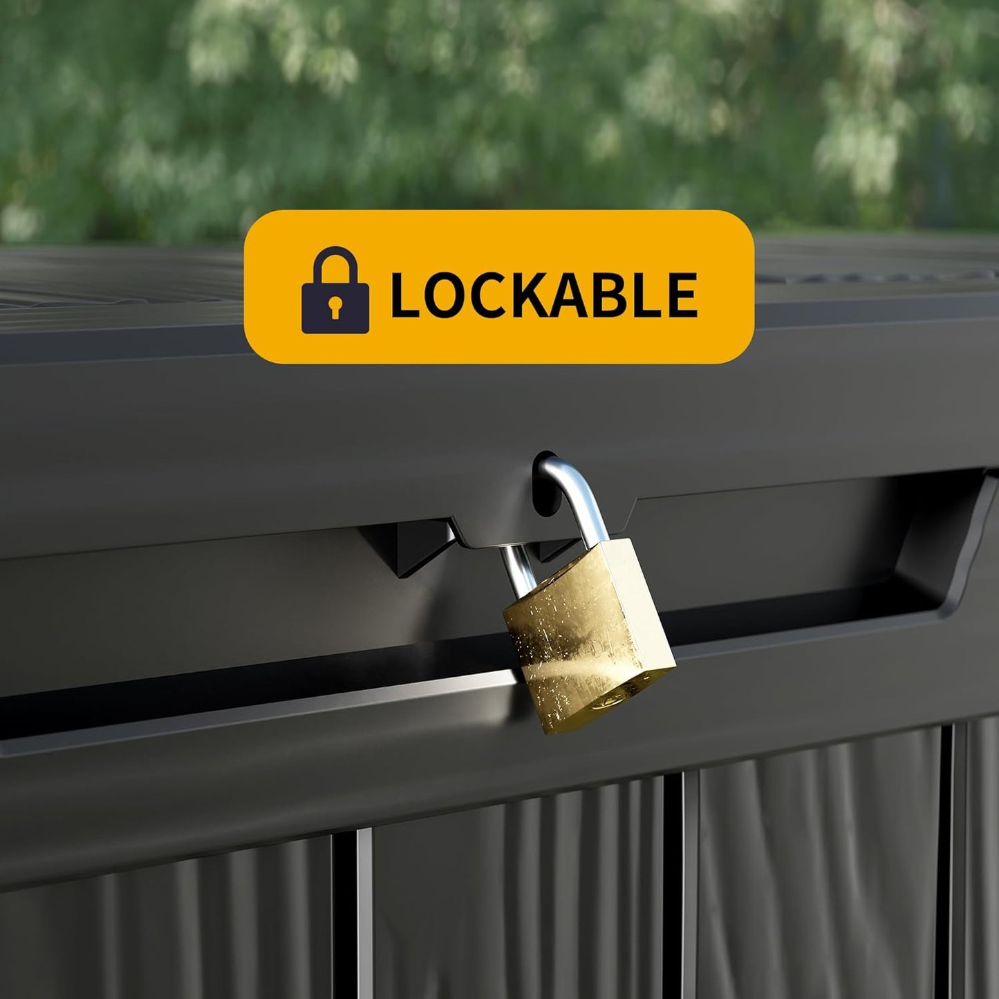 80GAL Black Outdoor Deck Box with Lockable Lid – Waterproof, SGS - Certified UV Resistance, Spacious Storage for Patio Cushions, Pool Accessories & Gardening Supplies, Easy Assembly