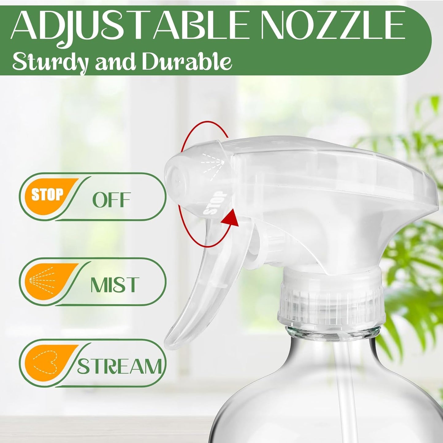 9 PACK/16 OZ Glass Spray Bottles with Upgraded Adjustable Spray Nozzle, Refillable Containers with Silicone Sleeve, Spray Bottle for Hair&Cleaning Solutions&Essential Oils-Pink Blue Gray