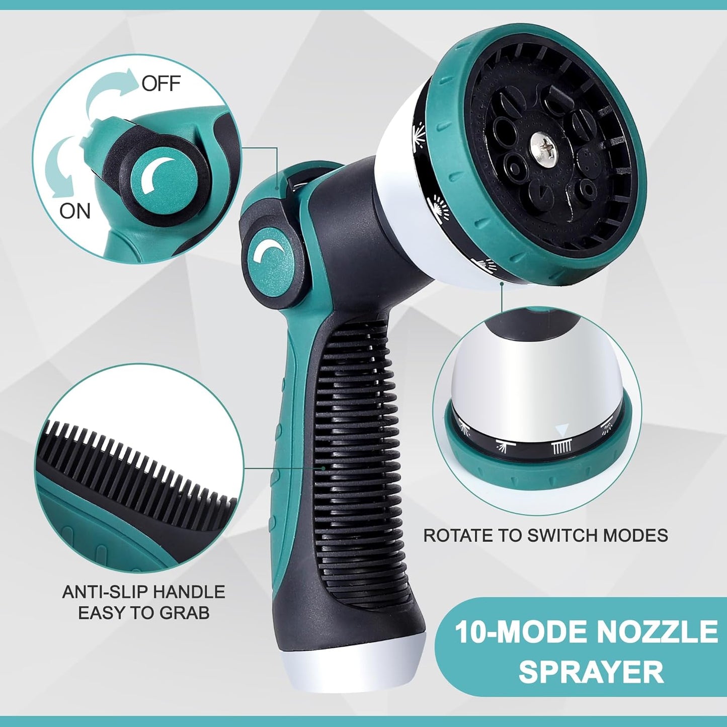 25FT 5/8'' Garden Hose, 304 Stainless Steel Water Hose, Flexible with a 10-Mode Nozzle Sprayer, No Kink, Lightweight, Puncture Proof Metal Hose, Ideal for Yard, Lawn, Outdoor