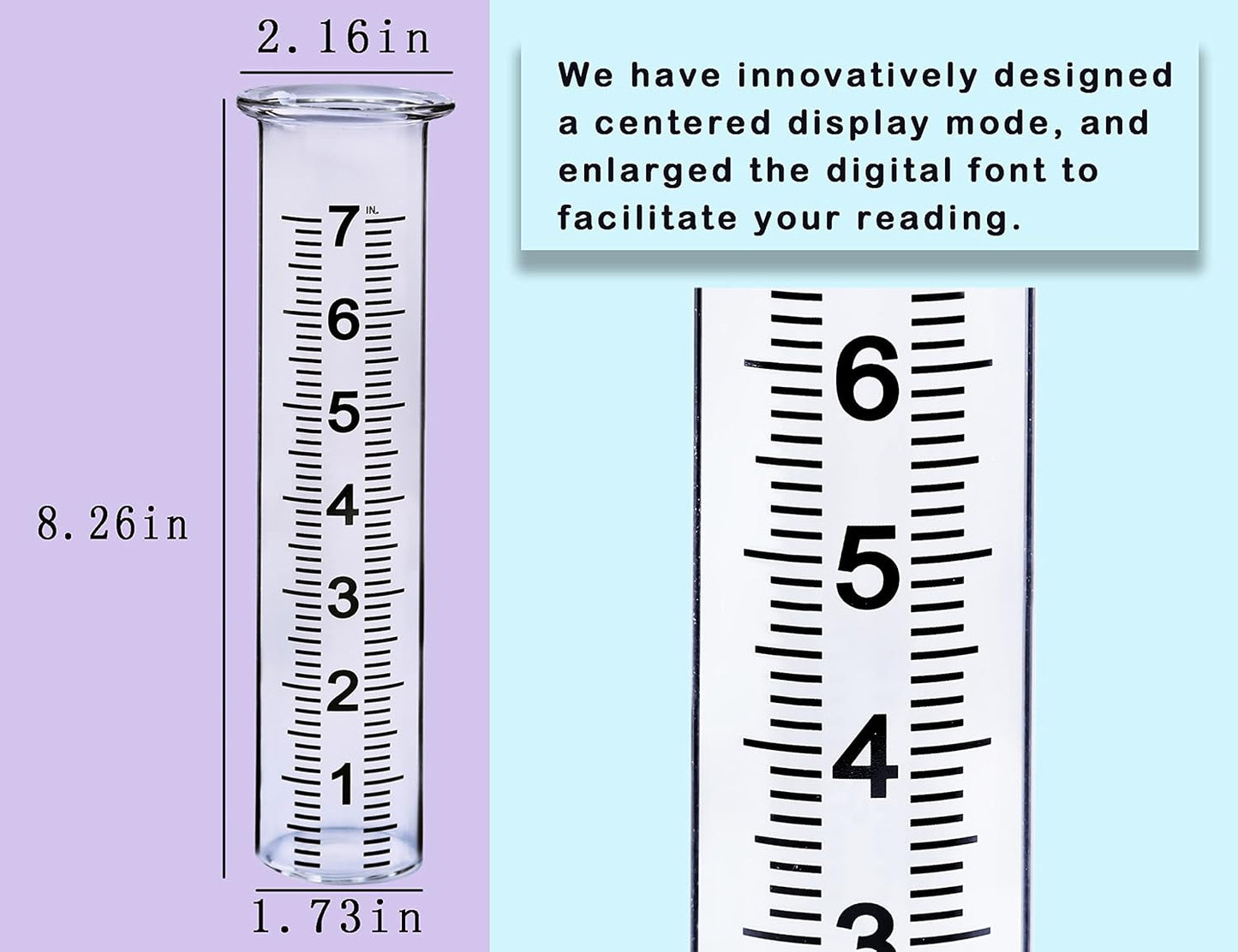JMBay rain Gauge Replacement Tube Glass, 7 inch Glass rain Gauge Replacement Tube with Lip, rain Gauge Tube Outdoor for Yard Garden, with Clean Tube Brush, Best Rated,2 Packs