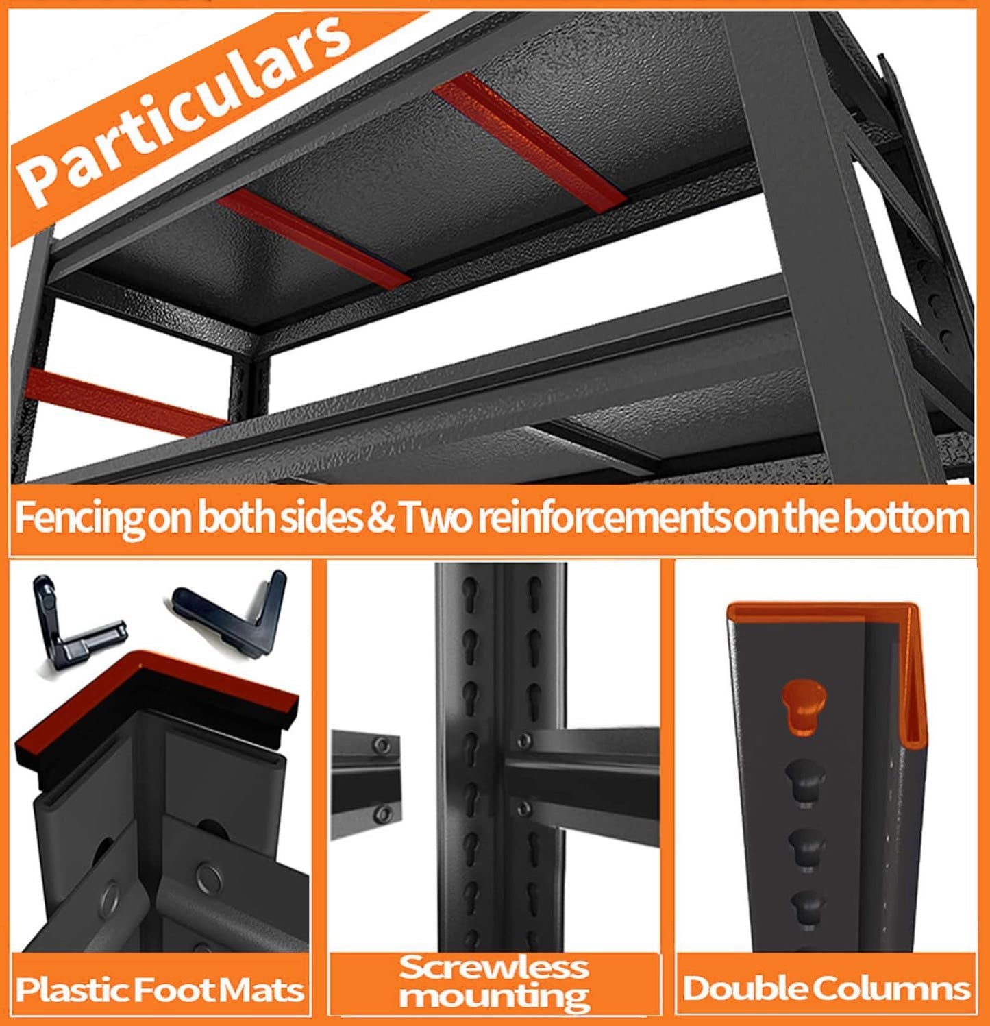 78" H Garage Shelving 5-Tier Storage Shelves Metal Shelving Units Adjustable Storage Shelves Heavy Duty for Basement, Commercial, Warehouse, Industrial, Black