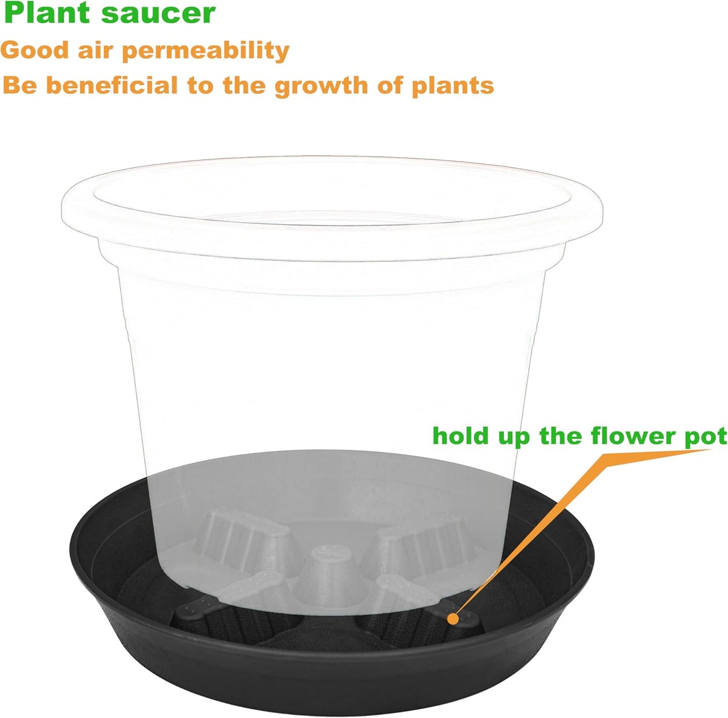 4 Pack Plant Saucer 8 inch, 10 12 14 17 inch, Plant Stand Plastic Plant Saucers for Indoors Outdoor, Heavy Duty Flower Planter Drip Trays for Pots, Pot Saucers for Plants, Grow Bags Saucers