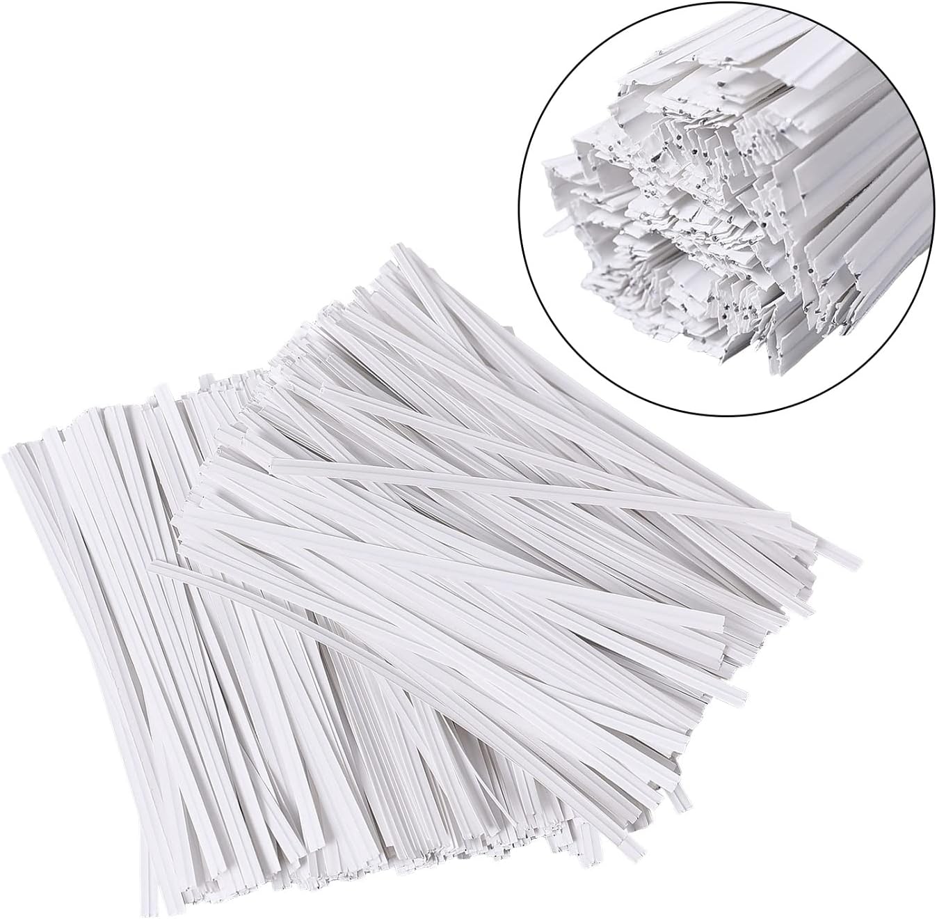 DGTANGYIN 500 Pcs 5" White Paper Twist Ties, for Party Cello Candy Bread Coffee Bags Cake Pops