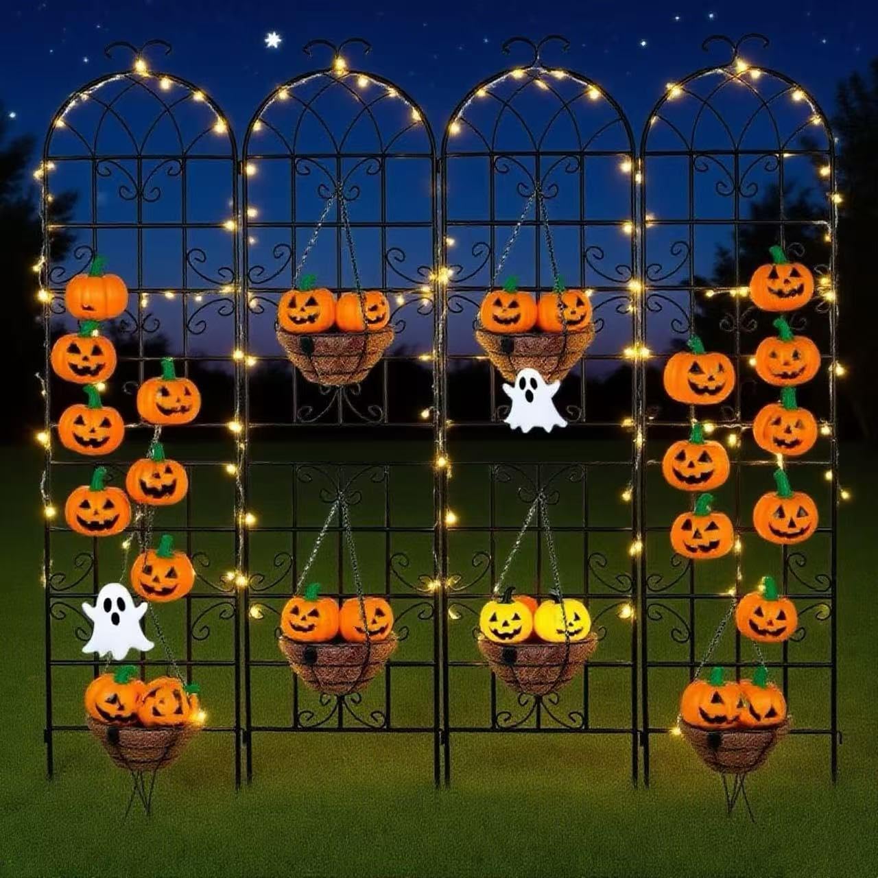 4 Pack 72x20in Rustic Iron Arch Decoration Garden Trellis with Black Metal Coating – Perfect for Supporting Climbing Plants Outdoor, Roses, Vines, Flowers, and Vegetables.