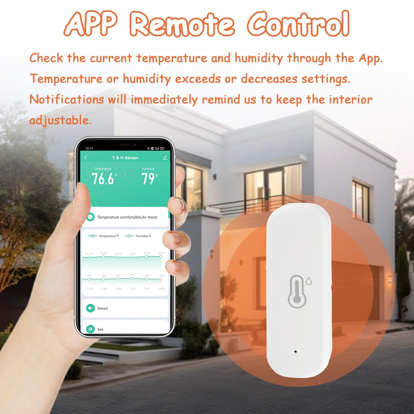 WiFi Hygrometer Thermometer Sensor, Indoor Outdoor Wireless Temperature Humidity Sensor, with Remote Monitor and Alert Compatible with Alexa(2 Pack)