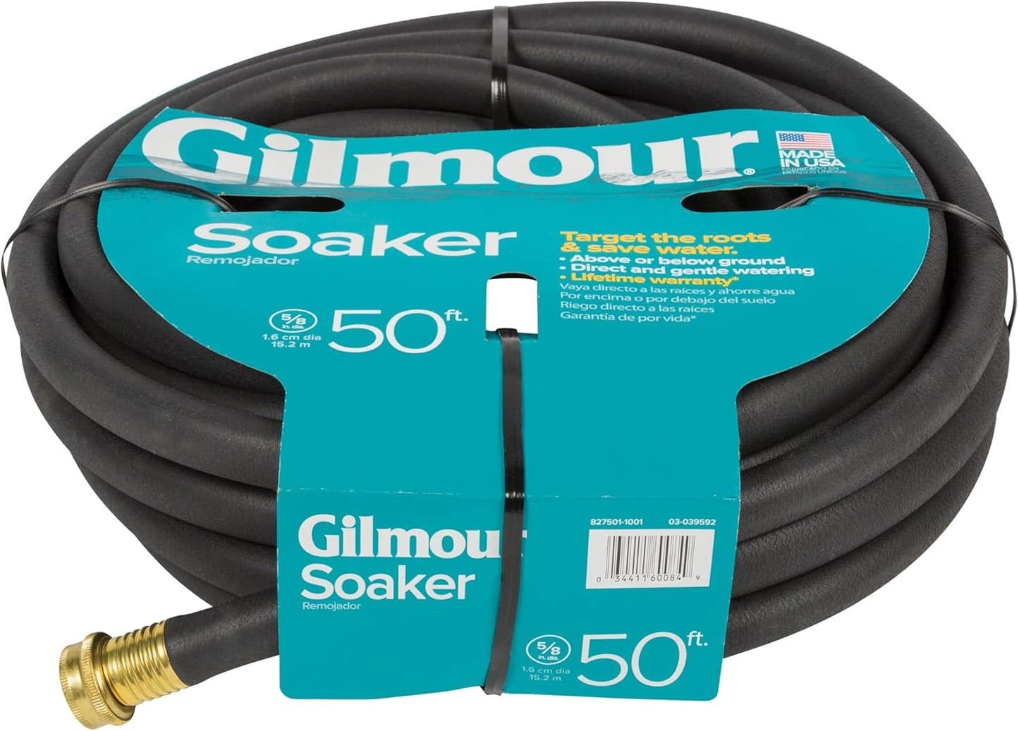 Gilmour 5/8" x 50' Round Weeper Soaker Hose for Garden Beds, Drip Irrigation Outdoor Hose, Flexible Garden Hose for Vegetable Gardens, Flower Beds, Lawns, and Orchards