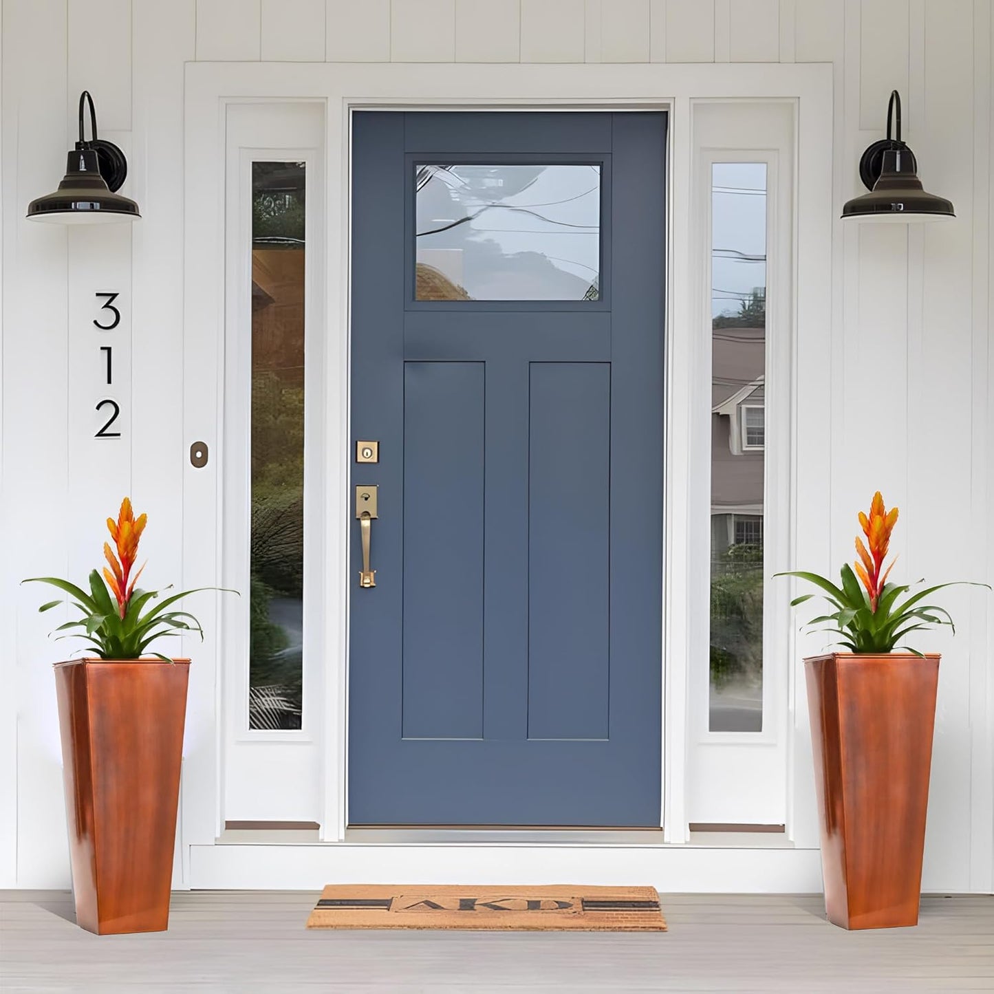 28in Tall Metal Copper Square Planter Galvanized Steel Metal Planters for Indoor/Patio Deck Garden Entrance Planter