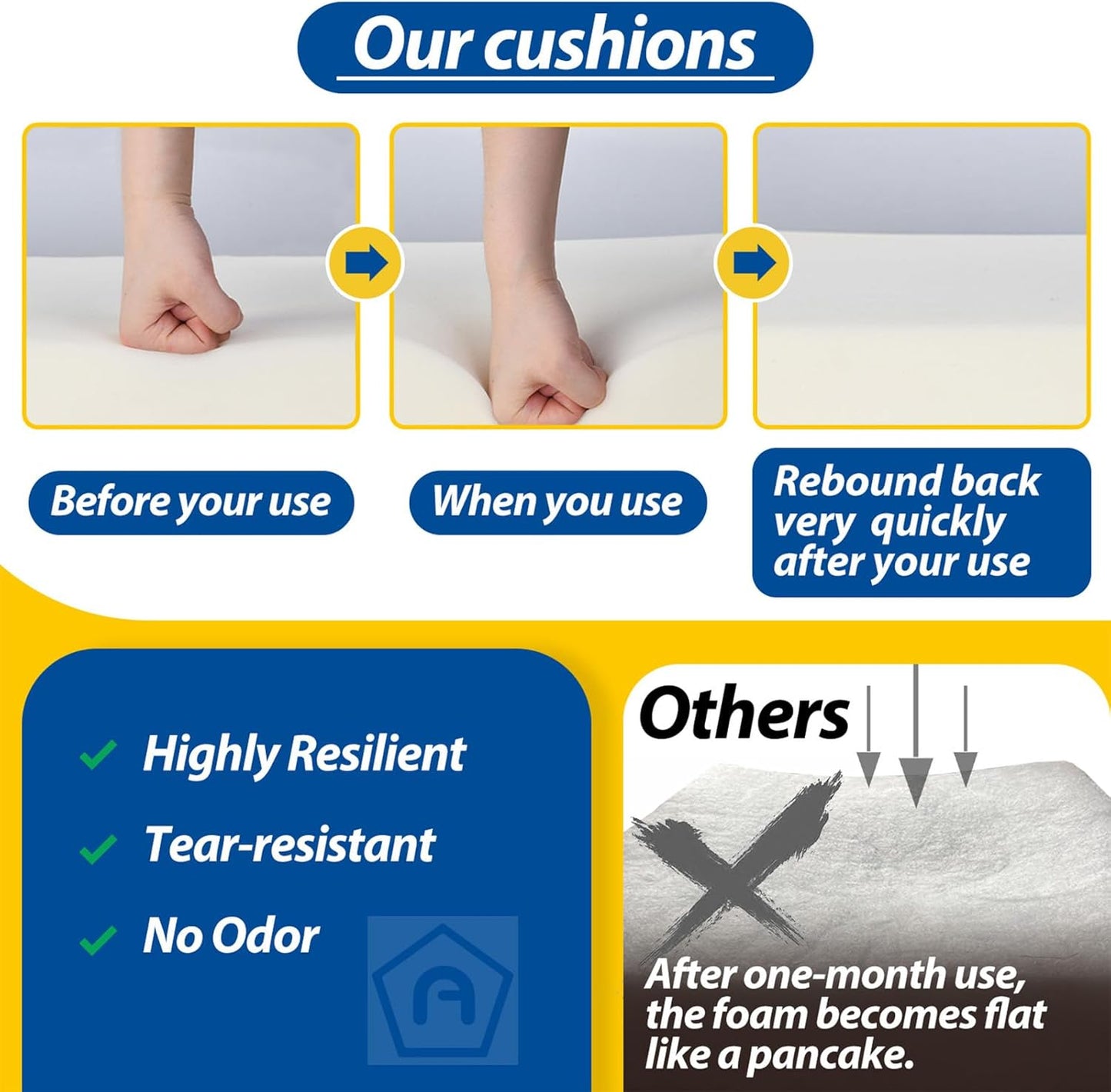 AAAAAcessories Outdoor Seat Cushions for Chairs, Waterproof, Fade-Resistant Patio Furniture Replacement Cushions, 19" x 19" x 3", Set of 2, Gray Cabana Stripe