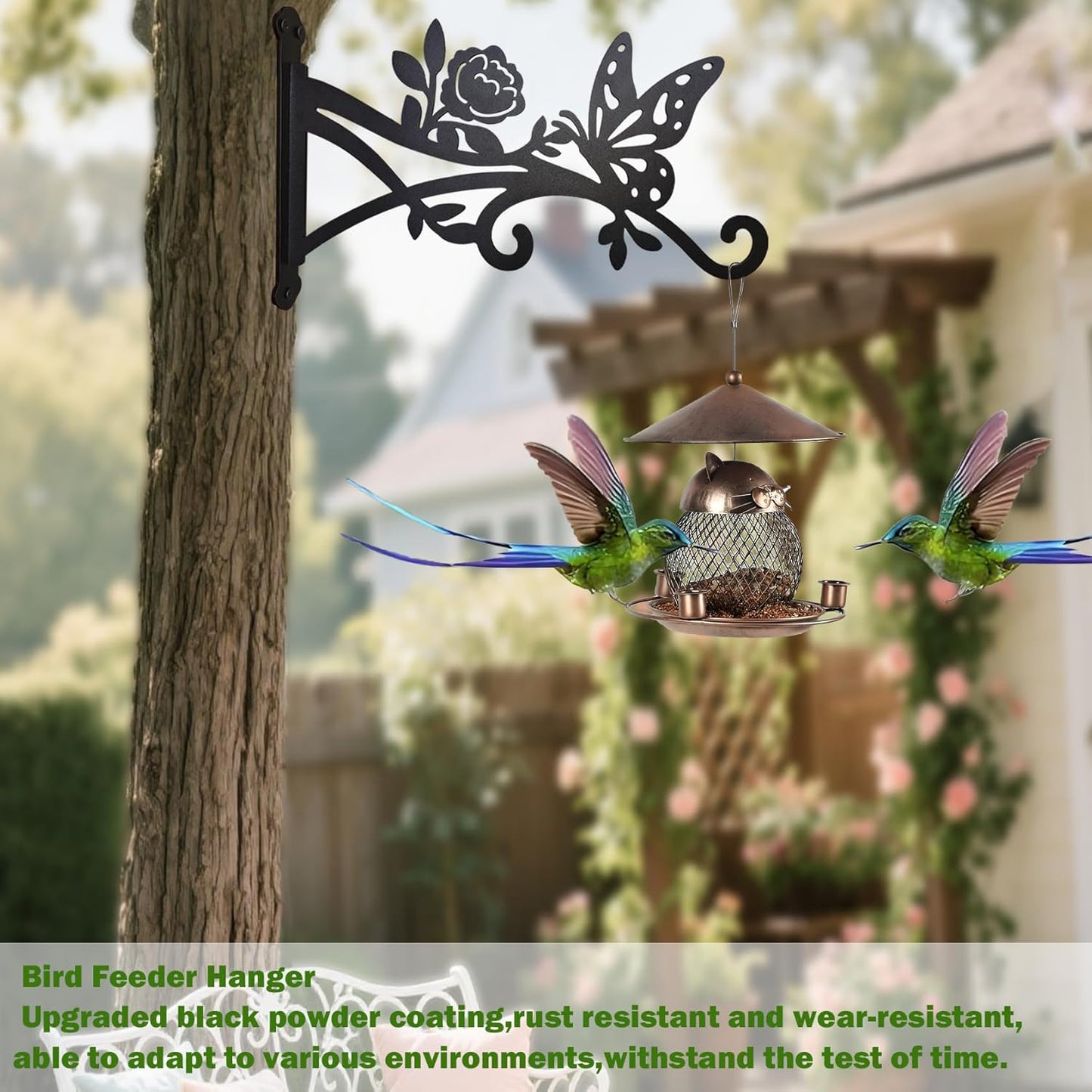 2 Pcs Wall Plant Hanger Indoor & Outdoor - 9 in Metal Hanging Plant Bracket with Butterfly Pattern - Anti Rust Plant Hooks for Hanging Plants,Flower Baskets,Bird Feeder