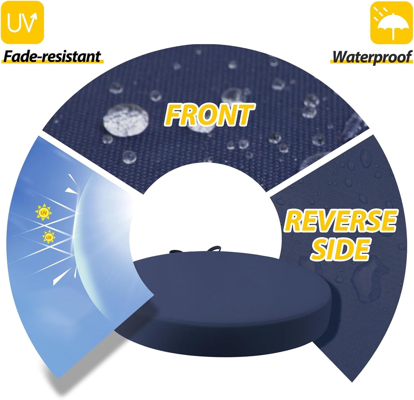 AAAAAcessories Outdoor Seat Cushions for Chairs, Waterproof, Fade-Resistant Patio Furniture Replacement Cushions, 15" x 15" x 2", Set of 2, Navy Blue