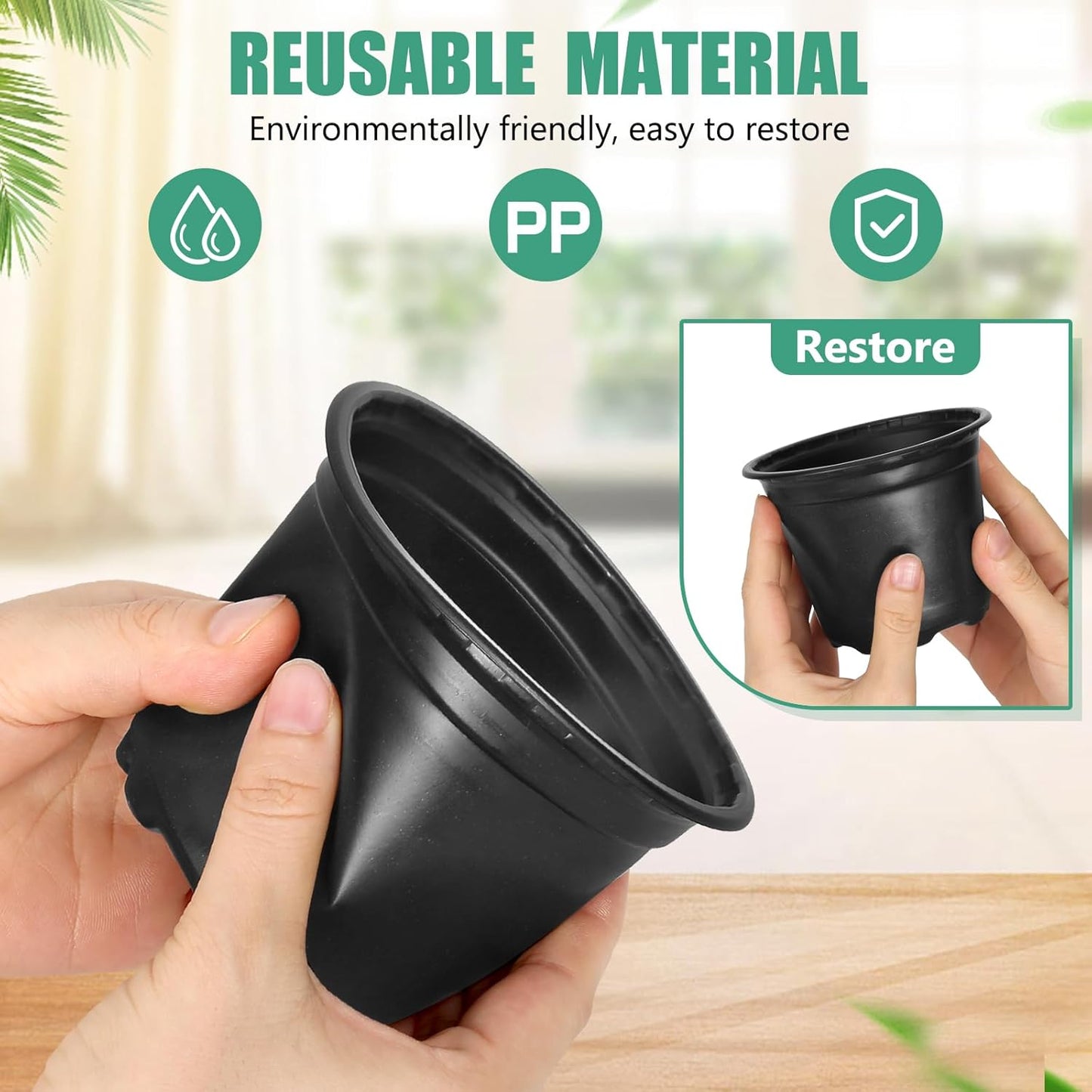 60 Pack 5 Inch Nursery Pots for Plants, Plastic Seeds Starter Pots with Drainage Holes, Small Plastic Plant Nursery Pots for Succulents Seedling Cutting Transplanting (60, 5 Inch)