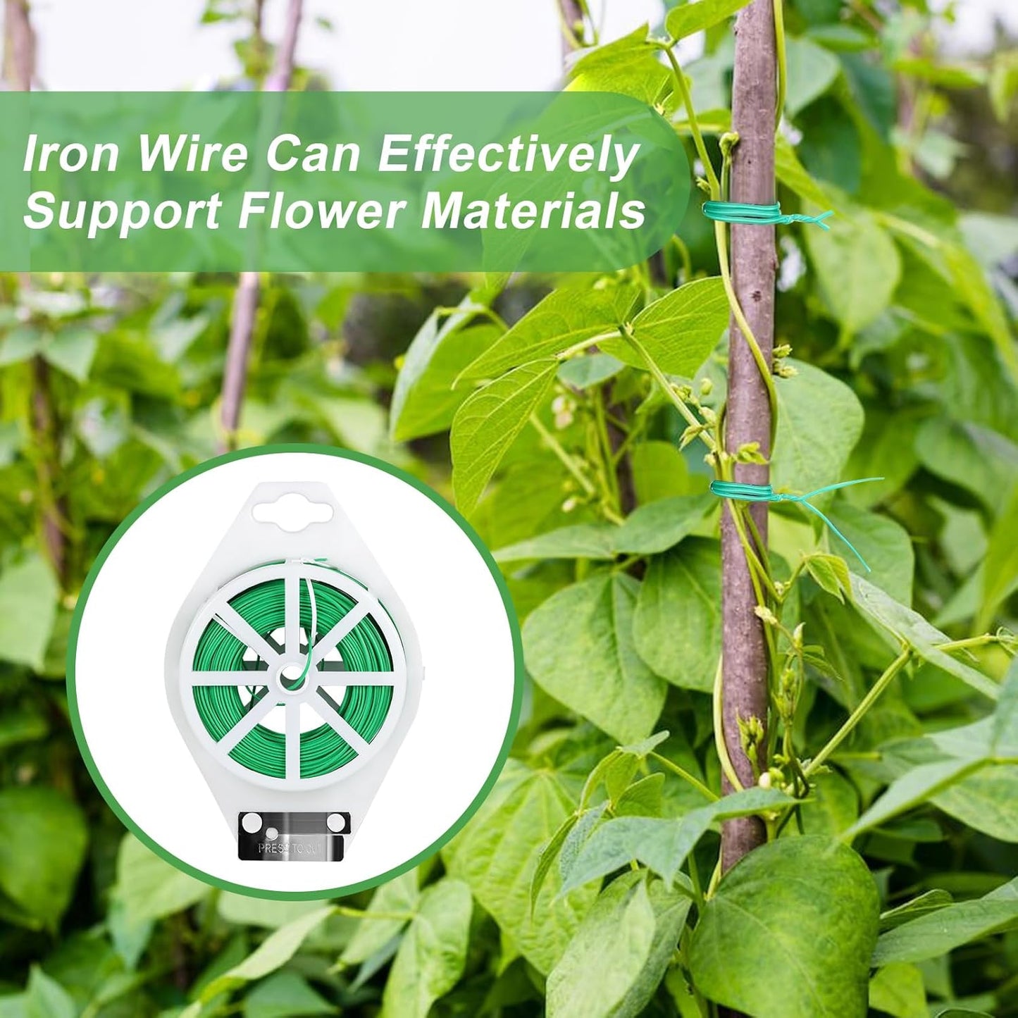 328feet Plant Ties with Cutter, Twist Ties for Tomato Vines and Garden Plants, Adjustable Length Garden Wire for Plants