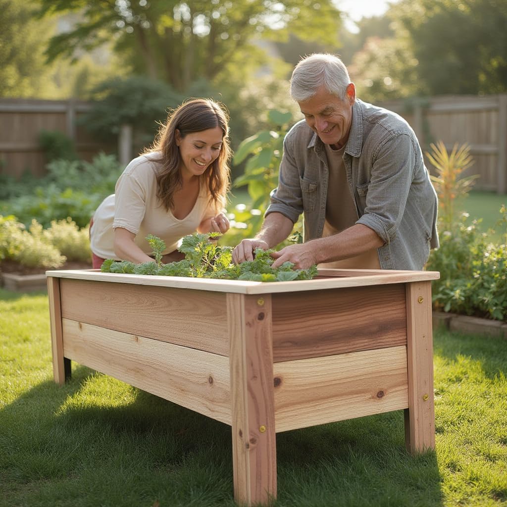 Handmade Custom Heavy Duty Rectangular Raised Cedar Wood Garden Planter Box – 46", 36", 24" – Indoor/Outdoor Farmhouse Style for Flowers & Vegetables – Made in USA (24" L x 15.5" W x 16.5" H)