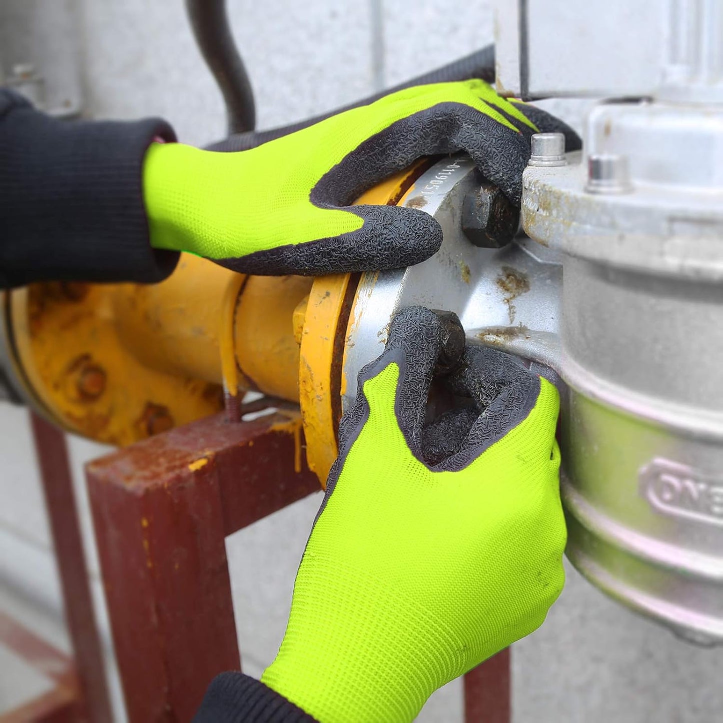 Evridwear Crinkle Latex Rubber Hand Coated Safety Work Gloves for Men Women General Multi Use Construction Warehouse Gardening Assembly Landscaping (X-Large,Green- 12Pair)