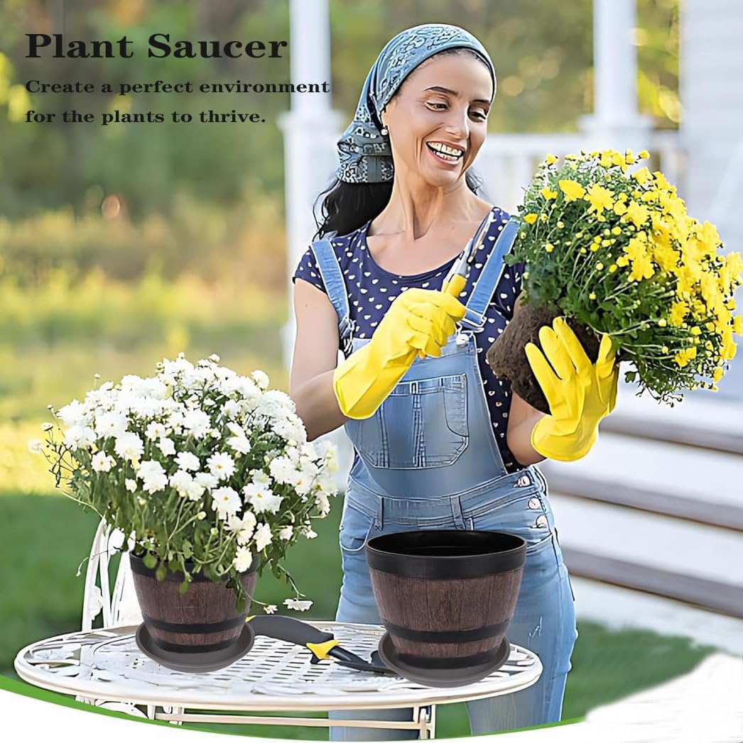 2 Pack of 22 inch Plant Saucer, Large Plant Tray, Heavy Sturdy Plant Drainage Tray for Indoors, Bird Bath Bowls, Sturdy Plastic Pot Tray for Planter 20 21"(Brown)