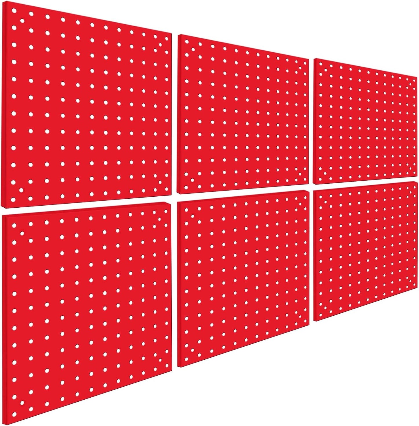 6 Pack Steel Peg Board,Universal 1/8 and 1/4 Pegboard Accessories,Ideal for Garage Tool Storage, Office Organization, Craft Room, Kitchen etc. (Red, 6-12X12)