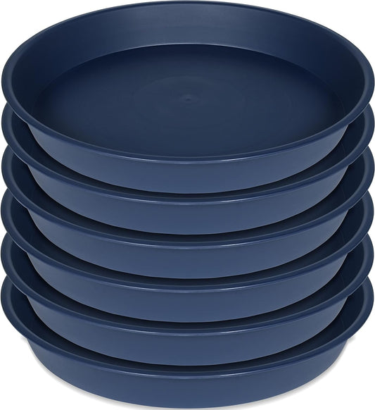 6 Pack Plant Saucer Drainage Tray, Plastic Plant Water Tray, 6 inch Flower Saucers for Indoors, Plant Dishes for Pots Base (6 inch, Blue)