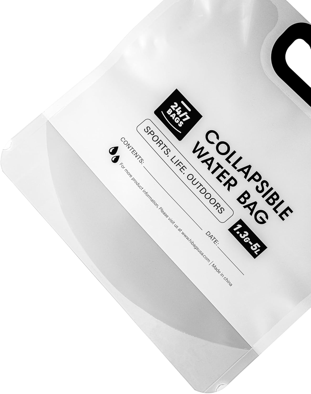 4 Pack Collapsible Water Container Bag 1.3 Gallon/5 Liter, Heavy Duty with Carry Handles, Hikes, Trips, Weather Emergencies, and More, Foldable Water Bag