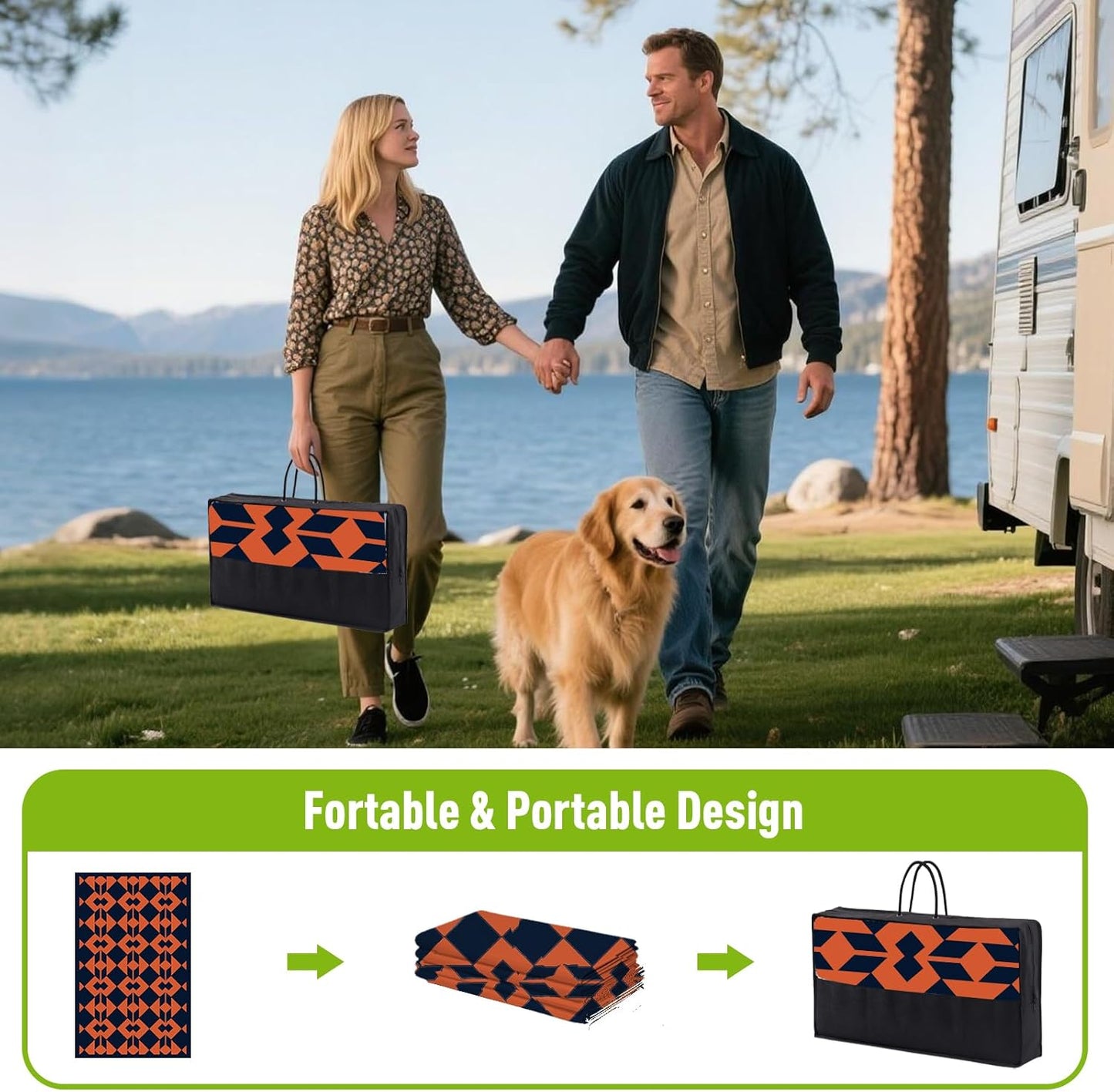 WILDROOTS 5x8 Feet Diamond Mask Plastic Outdoor Rug, Stain Resistant Waterproof Reversible Outdoor Patio Rug, Fade Resistant Camping Rug